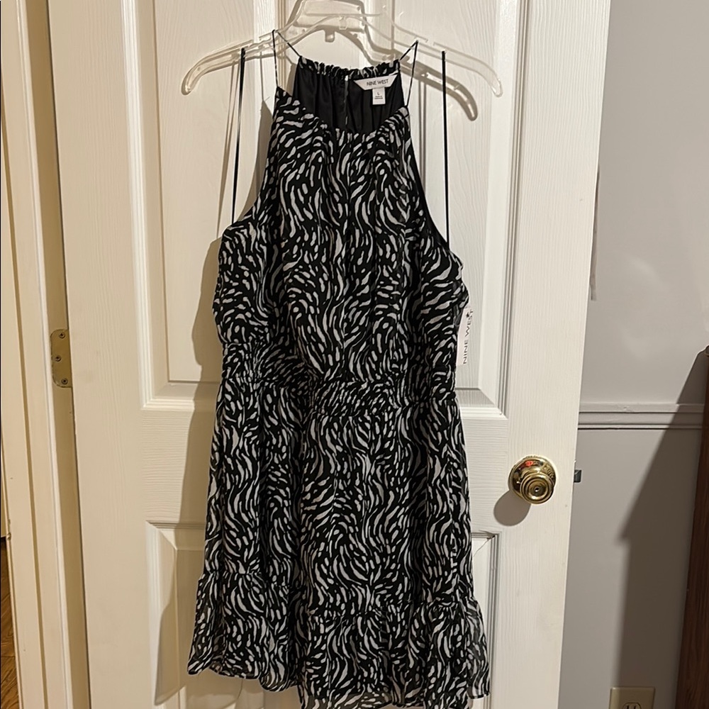 Nine West Black and White Patterned Dress, Large
